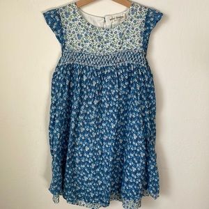 Mini Boden blue floral spring cotton dress size 9-10